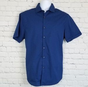 Denim & Flower Blue Slim Fit Short Sleeve Shirt, L